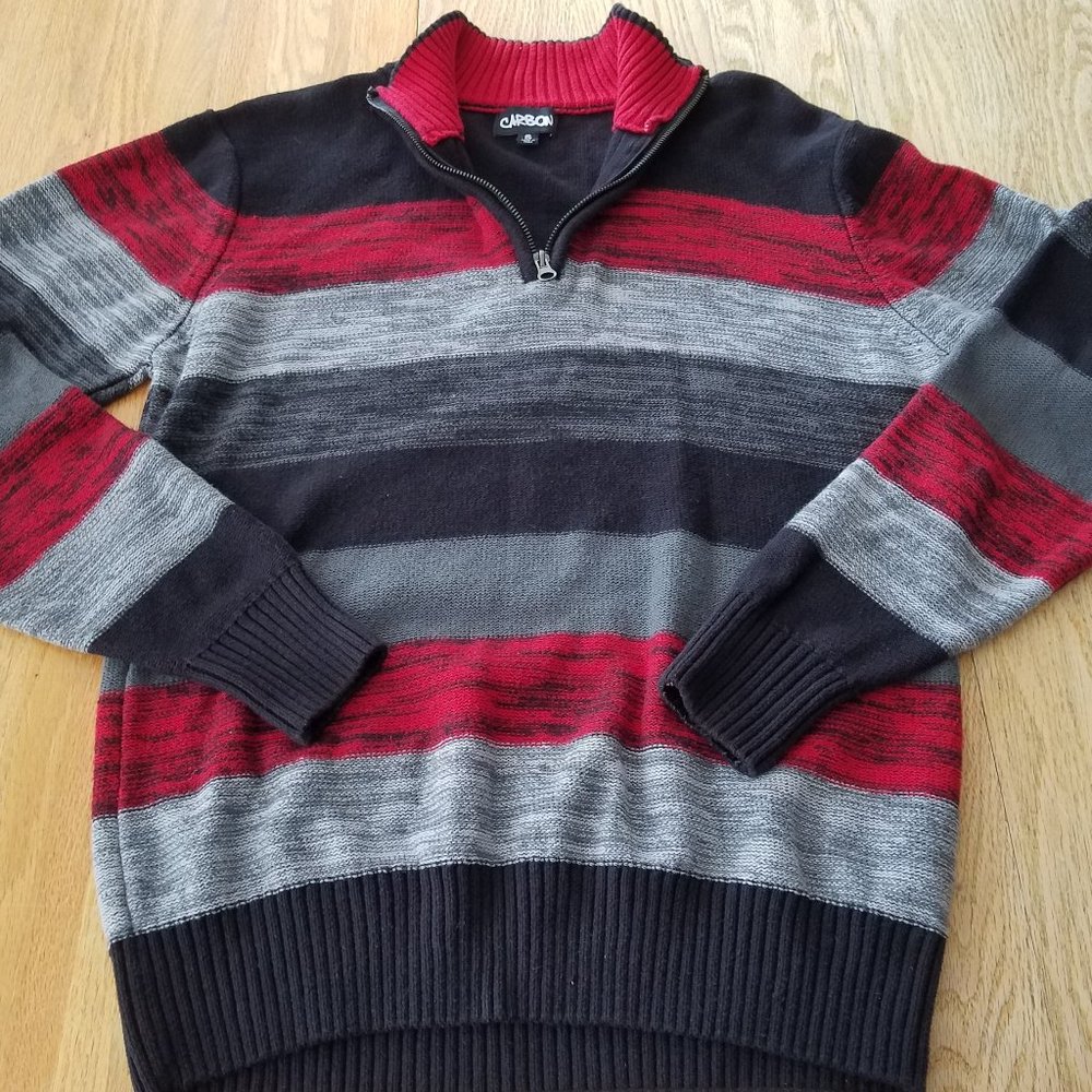 Carbon Men's Sweater, Quarter Zip Pullover, Sz Small